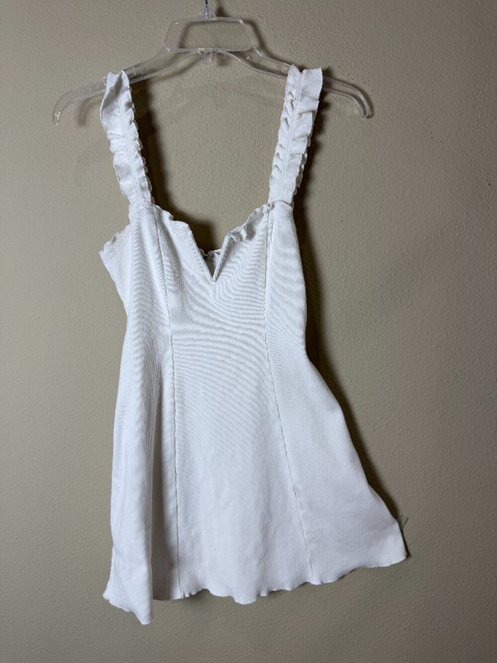 Intimately Free People Ruffle V-Neck Ribbed Mini Dress / Slip Size Small